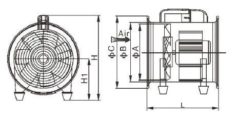 Portable Axial Fan 8"/10"/12"Kitchen Smoking Exhaust Fan Industrial AC Exhaust Axial Ventilation Fan